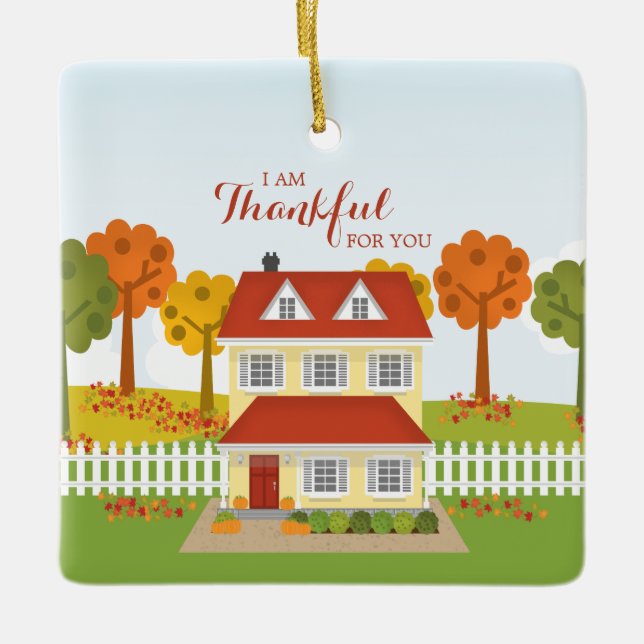 Thanksgiving Dinner Open House Ceramic Ornament (Front)