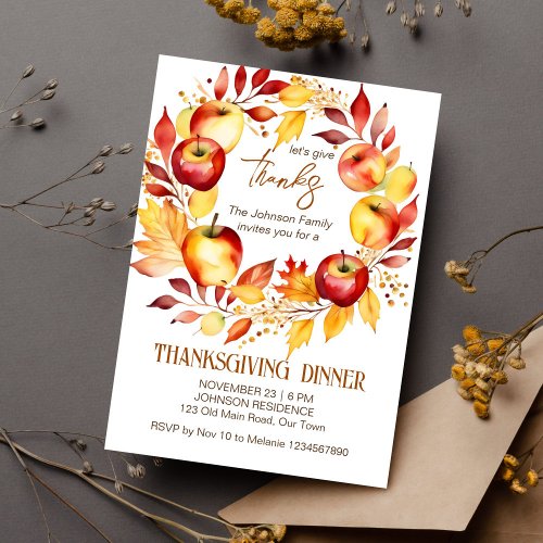 Thanksgiving dinner party apple wreath template