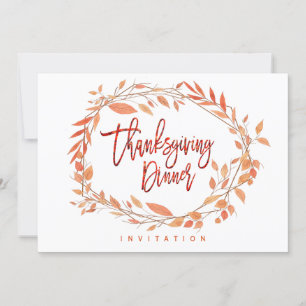 Thanksgiving Dinner Party Autumn Leaves Geometric Invitation