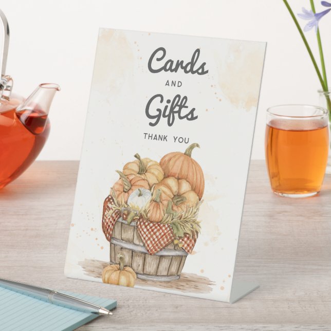 Thanksgiving Dinner Party Cards and Gifts Pedestal Sign (In SItu)