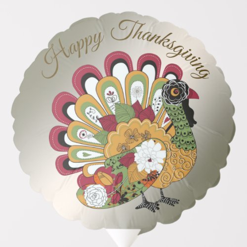 Thanksgiving Dinner Party Colorful Floral Turkey Balloon