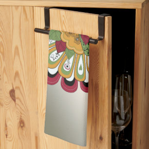 Thanksgiving Dinner Party Colorful Floral Turkey Kitchen Towel