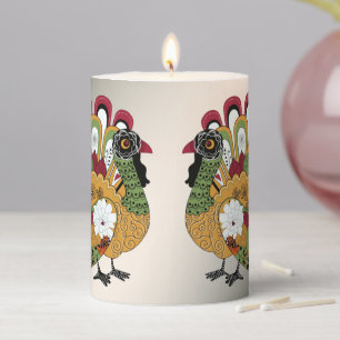 Thanksgiving Dinner Party Colorful Floral Turkey Pillar Candle