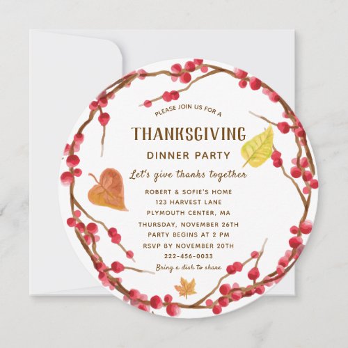 Thanksgiving Dinner Party Custom Invitation