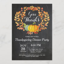 Thanksgiving Dinner Party Fall Autumn Chalkboard Invitation
