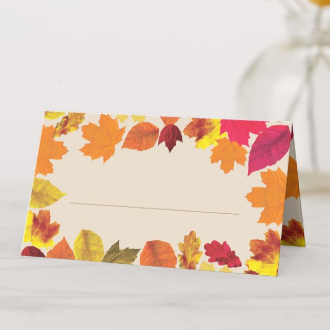 Thanksgiving Dinner Party Fall Colors Leaves  Place Card (Creator Uploaded)