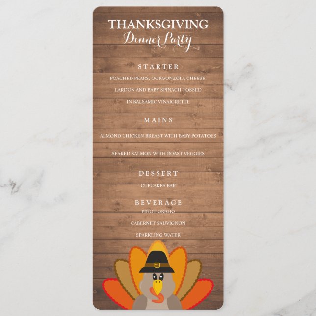 Thanksgiving Dinner Party menu template (Front)