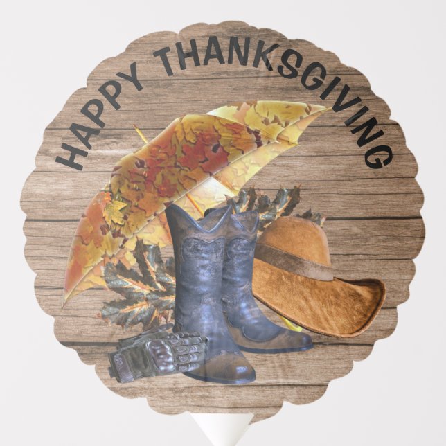 Thanksgiving Dinner Party Orange Rustic Vintage Balloon (Front)