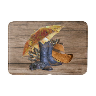 Thanksgiving Dinner Party Orange Rustic Vintage Bath Mat