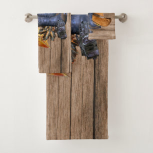 Thanksgiving Dinner Party Orange Rustic Vintage Bath Towel Set