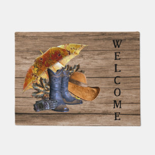 Thanksgiving Dinner Party Orange Rustic Vintage Doormat