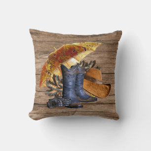 Thanksgiving Dinner Party Orange Rustic Vintage Throw Pillow