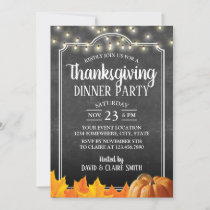 Thanksgiving Dinner Party Rustic Chalkboard Invitation