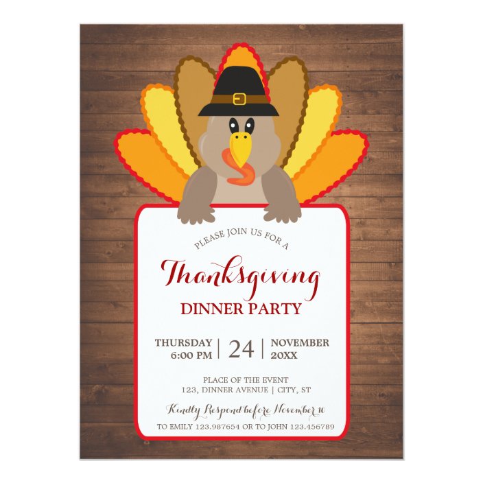 Thanksgiving Dinner Party Turkey Invitation Card | Zazzle.com