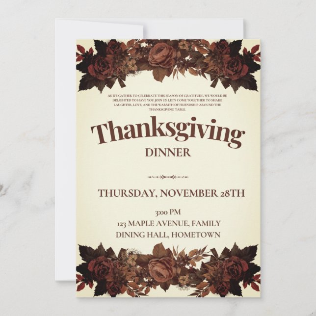 Thanksgiving Dinner Party – You're Invited Invitation (Front)