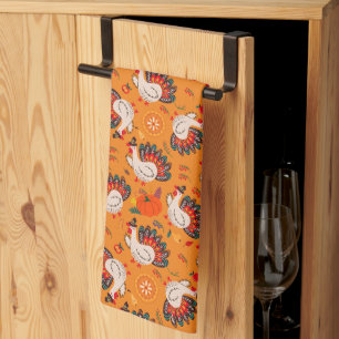 Thanksgiving Dinner Pattern Kitchen Towel