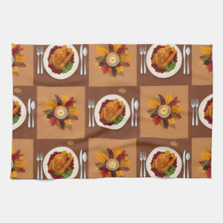 Thanksgiving Dinner Pattern Kitchen Towel