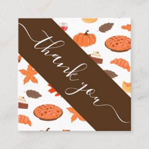 Thanksgiving Dinner Pattern Thank You Social Media Square Business Card