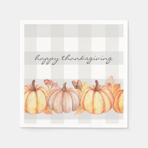 Thanksgiving dinner personalized pumpkin decor napkins