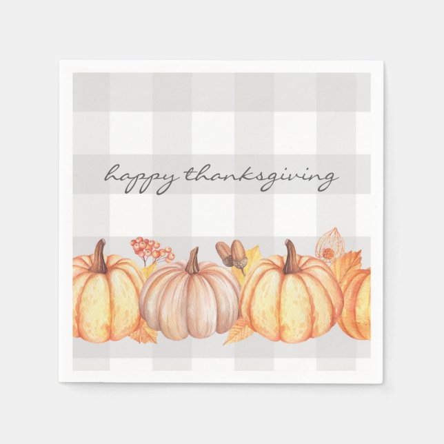 Thanksgiving dinner personalized pumpkin decor napkins (Front)