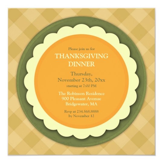 Thanksgiving Dinner Pie Plate Flat Invitation