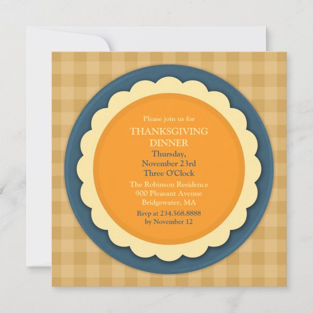 Thanksgiving Dinner Pie Plate Invitation (Front)