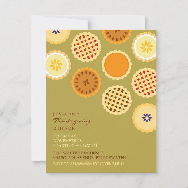 Thanksgiving Dinner Pies Plates Invitation (Front)