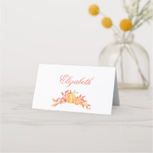 Thanksgiving Dinner Place Card Floral Pumpkin