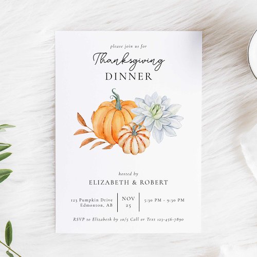 Thanksgiving Dinner Pumpkin Fall Invitation