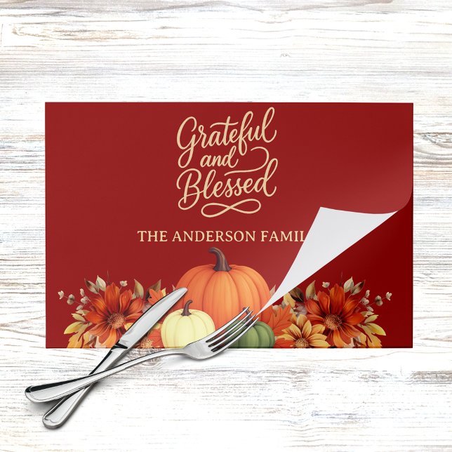 Thanksgiving dinner pumpkin grateful placemats (Creator Uploaded)