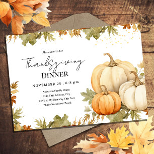 Thanksgiving Dinner Pumpkin Harvest Invitation