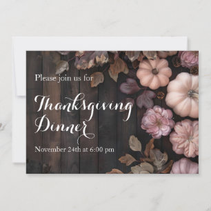 Thanksgiving Dinner Pumpkin Invitation Rustic