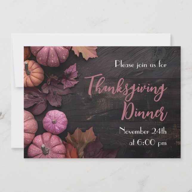 Thanksgiving Dinner Pumpkin Invitation Rustic (Front)