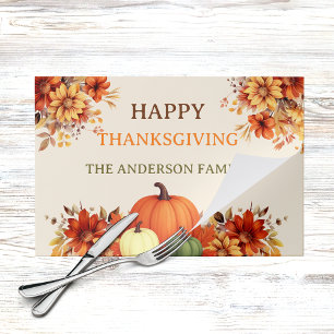Thanksgiving dinner pumpkin orange placemats