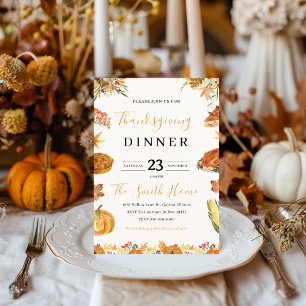 Thanksgiving Dinner Pumpkin Pie Invitation