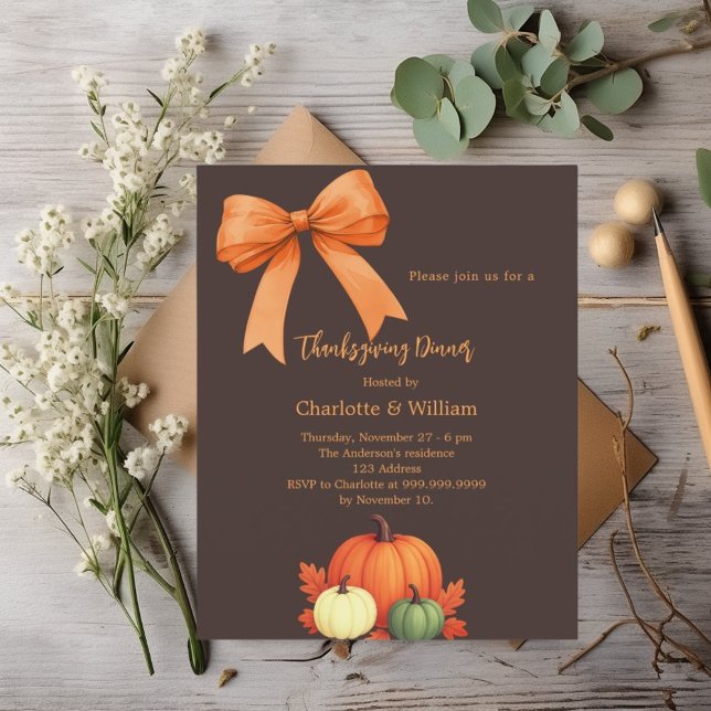 Thanksgiving dinner pumpkins bow bistre brown (Creator Uploaded)