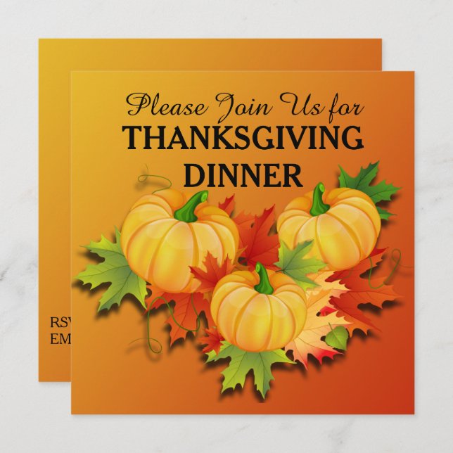 Thanksgiving Dinner - Pumpkins Invitation (Front/Back)