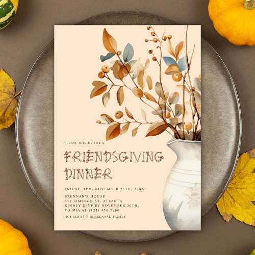 Thanksgiving Dinner Rustic Fall Friendsgiving Invitation