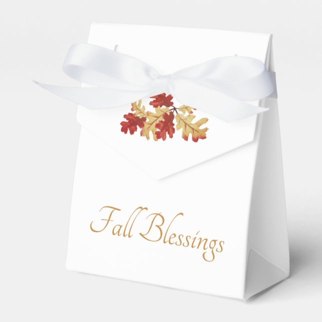 Thanksgiving Dinner Rustic Fall Leaves Favor Boxes (Front Side)