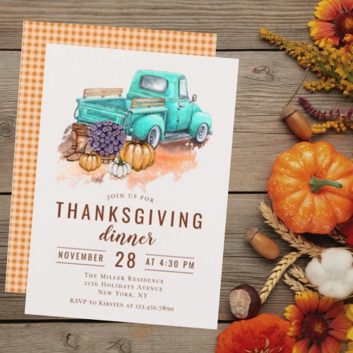 Thanksgiving Dinner Rustic Farm Truck Invitation