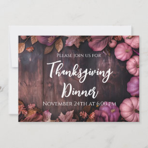 Thanksgiving Dinner Rustic Pumpkin Invitation