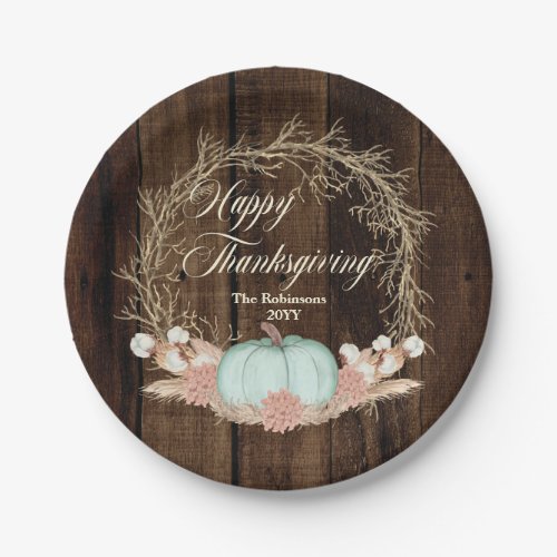 Thanksgiving Dinner Rustic Pumpkin Pampas Wreath   Paper Plates