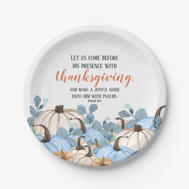Thanksgiving Dinner Scripture Pumpkin Patch Paper Plates (Front)