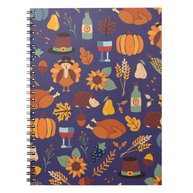 Thanksgiving dinner seamless vintage pattern with  notebook (Front)