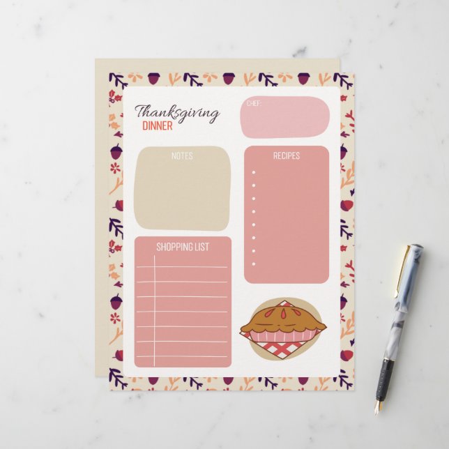 Thanksgiving Dinner Shopping List (Front/Back In Situ)