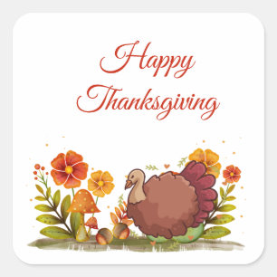 Thanksgiving Dinner Square Sticker