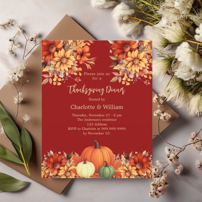Thanksgiving dinner terracotta pumpkin invitation (Creator Uploaded)