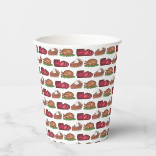 Thanksgiving Dinner Turkey Cranberry Pumpkin Pie Paper Cups
