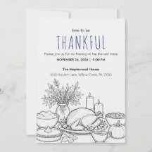 Thanksgiving Dinner Turkey Line Art
