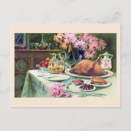 "thanksgiving Dinner" Vintage Postcard